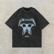 Vintage Abstract Butterfly Print Distressed Short Sleeve T-Shirt