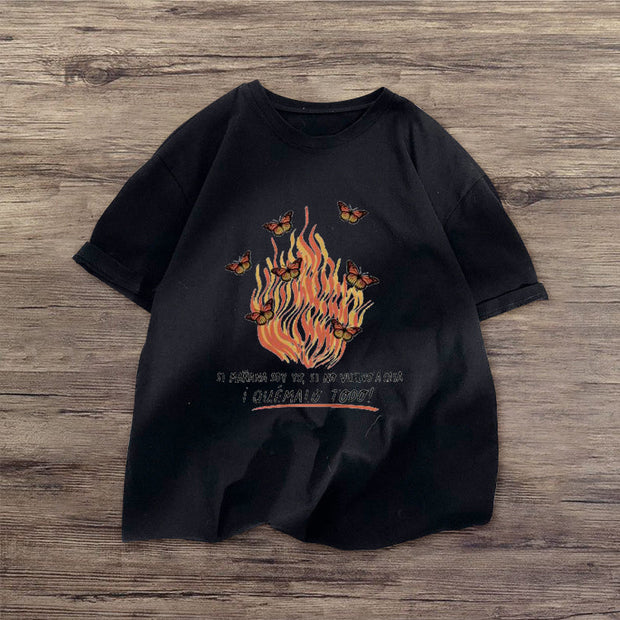 Street style butterfly print fashion T-shirt