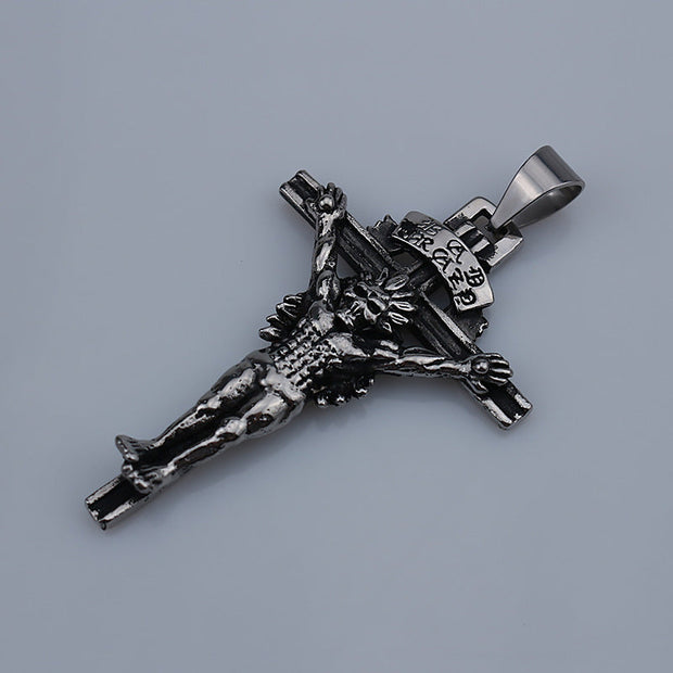 Titanium steel unisex necklace jewelry vintage stainless steel jewelry christian jesus cross pendant
