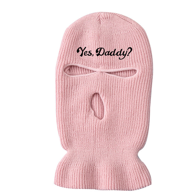 Ski mask knitted warm three-hole hat