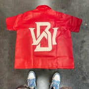 Personalized street style pu leather zipper lapel shirt