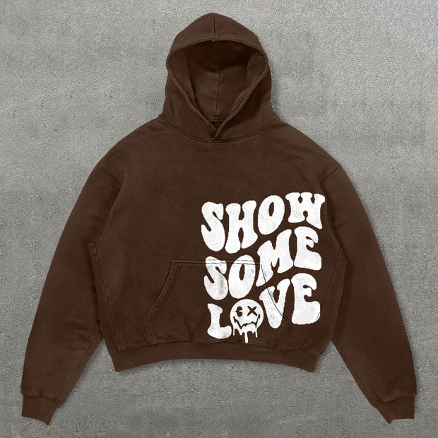 Show Some Love Print Long Sleeve Hoodie