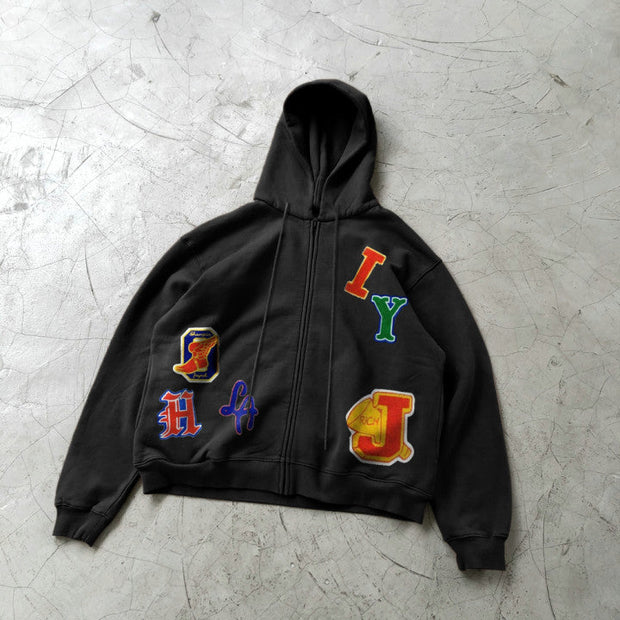 Fashion brand casual hip-hop personality zipper cardigan hoodie