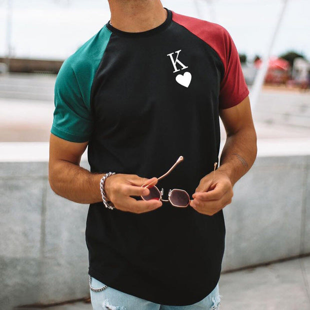 Men's casual round neck short sleeve printed T-shirt