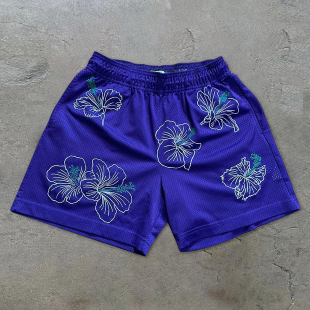 Floral Mesh Vintage Street Casual Shorts