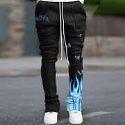 Trendy Flame Butterfly Print Slim Hip Hop Flared Pants