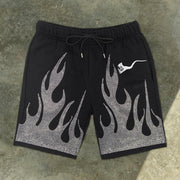 Flame Retro Personality Figure Street Shorts