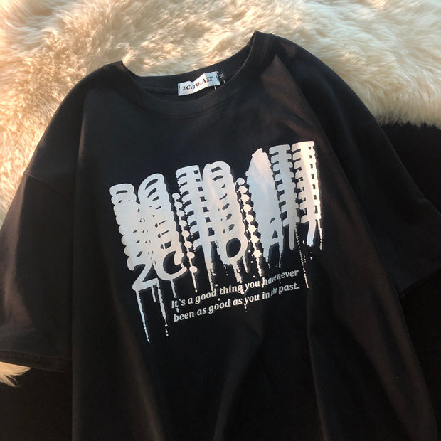 PeterWoo letters simple casual personality short-sleeved T-shirt