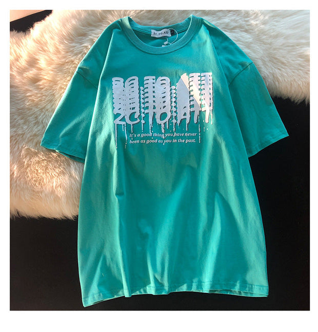 PeterWoo letters simple casual personality short-sleeved T-shirt