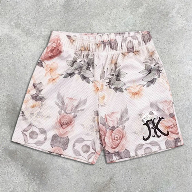 floral all-over elastic shorts