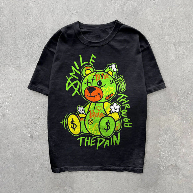 Bear Graphic Retro Casual Short Sleeve T-Shirt