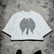 Angel patchwork casual street cotton T-shirt