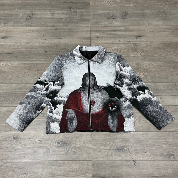Dark Star Print Long Sleeve Zipped Jacket
