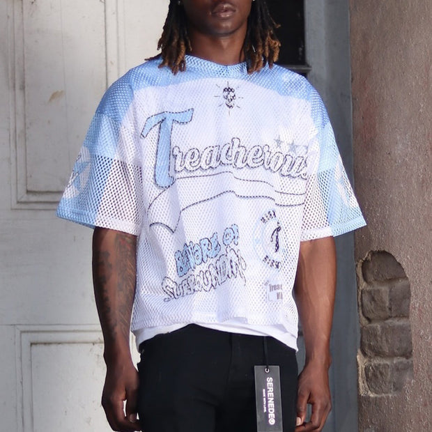 Super Casual Street Rugby Mesh Panel Jersey