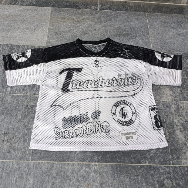 Super Casual Street Rugby Mesh Panel Jersey