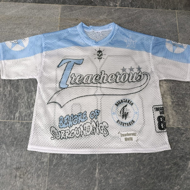 Super Casual Street Rugby Mesh Panel Jersey