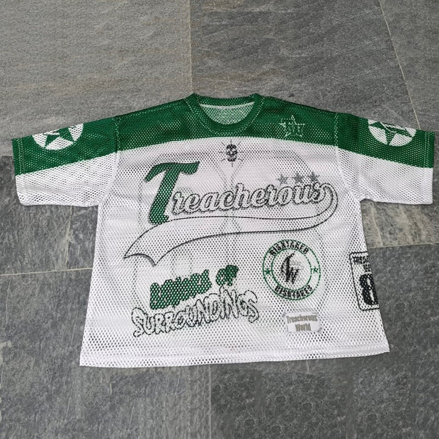 Super Casual Street Rugby Mesh Panel Jersey