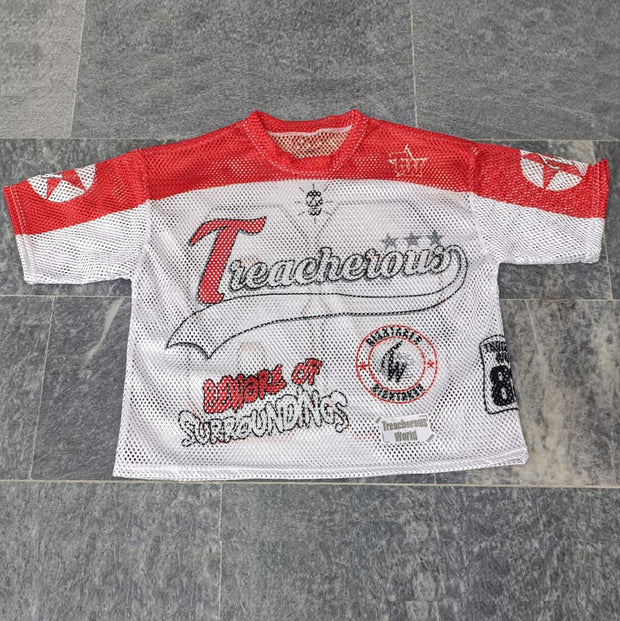 Super Casual Street Rugby Mesh Panel Jersey