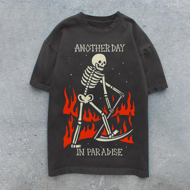 Trendy retro street print T-shirt