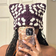 Star Couple Handmade Crocheted Flower Cat Ear Hat
