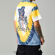Street personality V-print tie-dye short-sleeved T-shirt