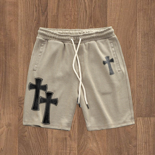 Vintage cross-print street shorts
