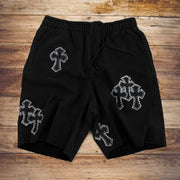 Cross-print casual retro shorts
