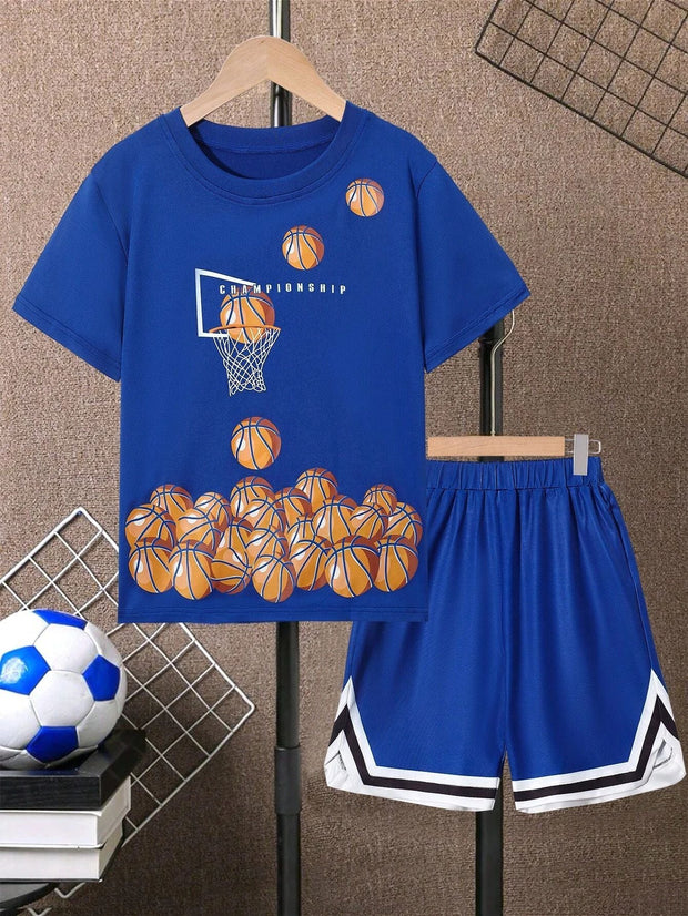 Vintage Print Street Fashion Short Sleeve Suit