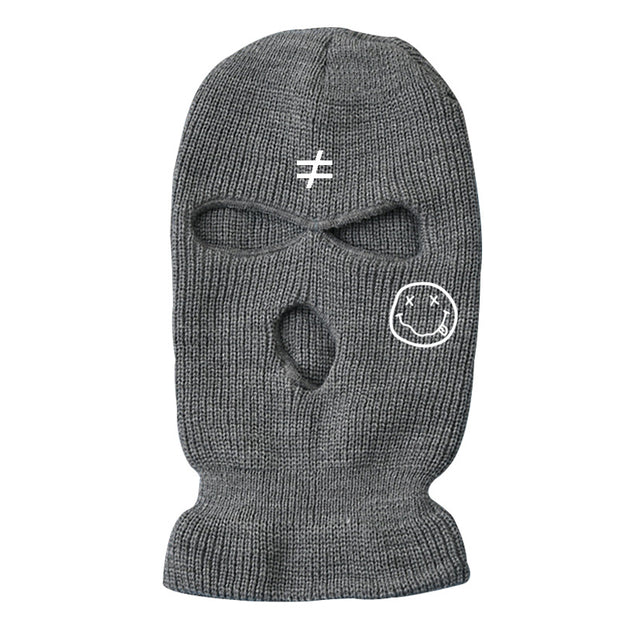 Warm knitted hat ski mask three-hole hat