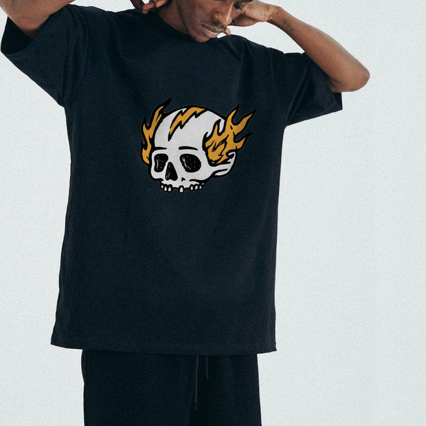Skull personality print short-sleeved T-shirt