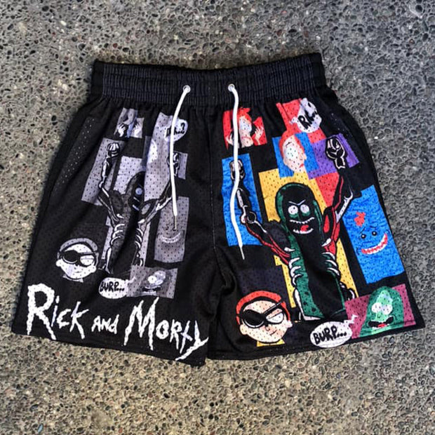 Crazy Doctor Casual Street Graffiti Mesh Shorts