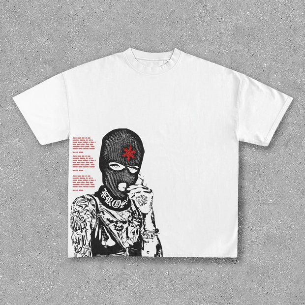 Personalized hip-hop print round neck T-shirt