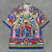 Tide Brand Print Shirt Casual Shorts Set