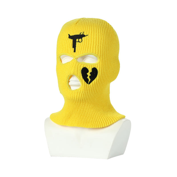 Knitted Ski Hat Outdoor Cycling Three Hole Mask Balaclava Head Cover