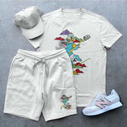 Personality Fashion Cartoon Short Sleeve Suit