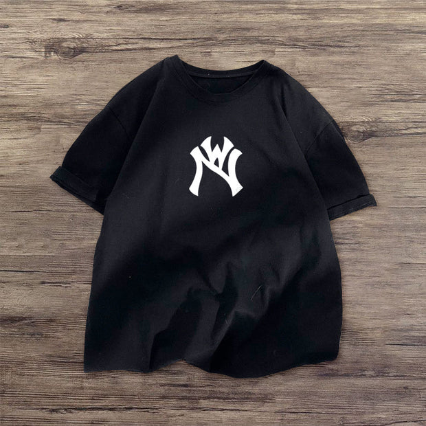 Fashion personality printed retro short-sleeved T-shirt