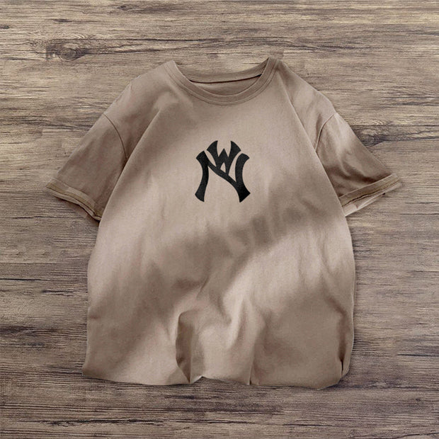 Fashion personality printed retro short-sleeved T-shirt