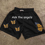 Letter print butterfly fashion sports shorts