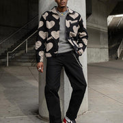 Casual sex heart print lapel jacket