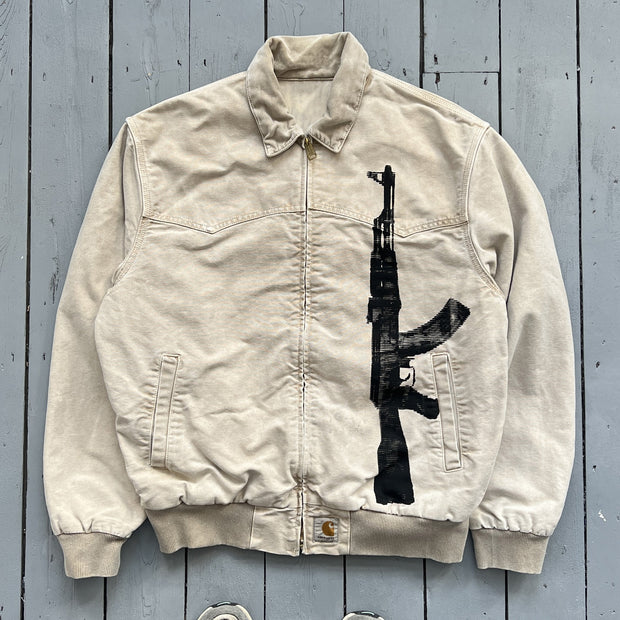 Casual Printed Long Sleeve Zipper Design Pocket Jacket