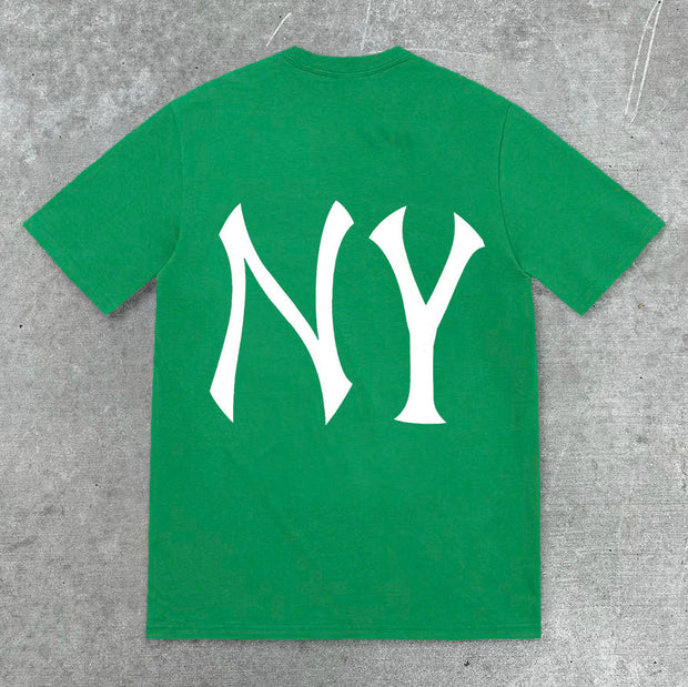 New York fashion print street style T-shirt