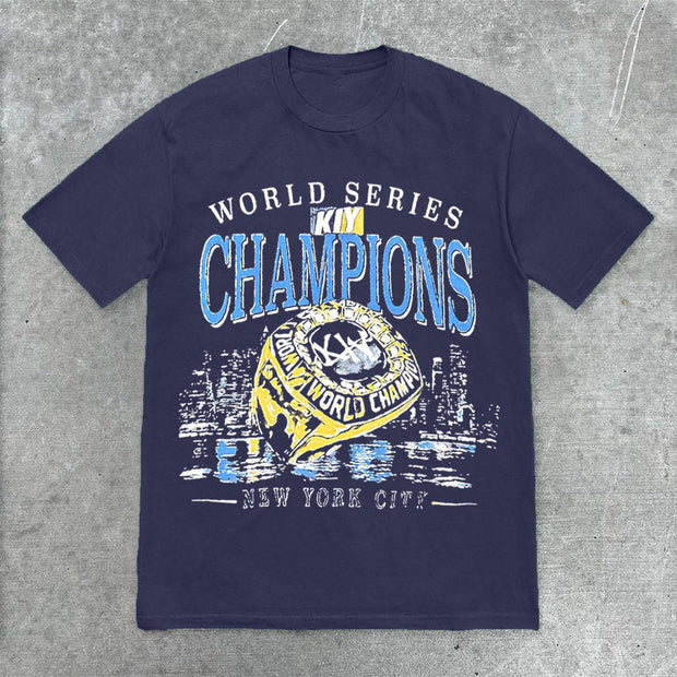 New York fashion print street style T-shirt