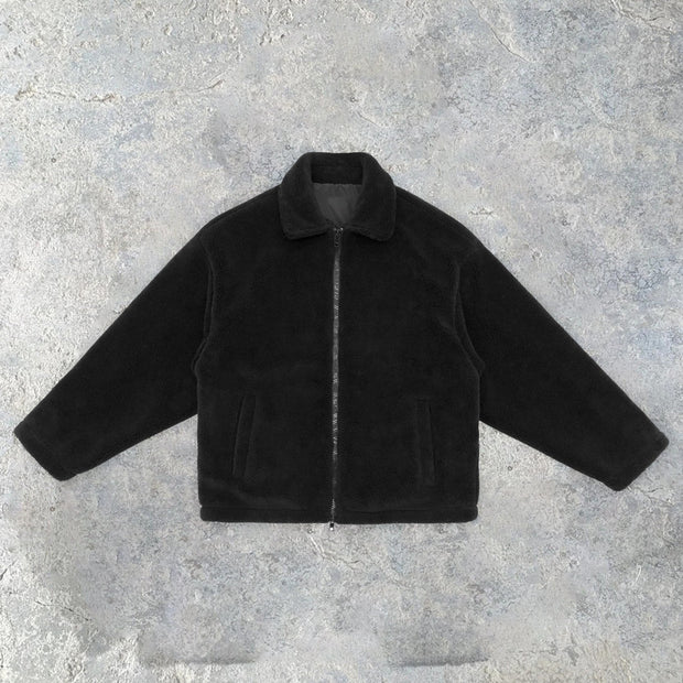 Fashion brand hip-hop street fleece embroidery lapel jacket jacket