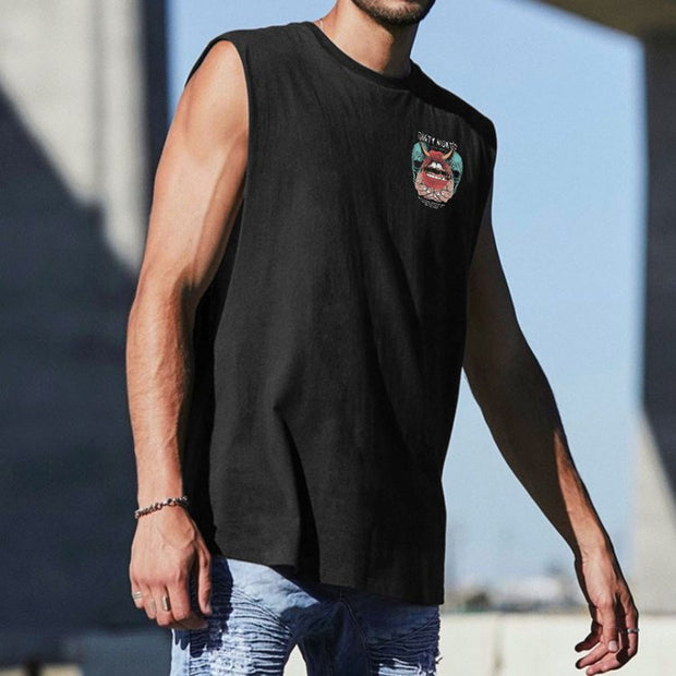 Skull Lips Print Vest