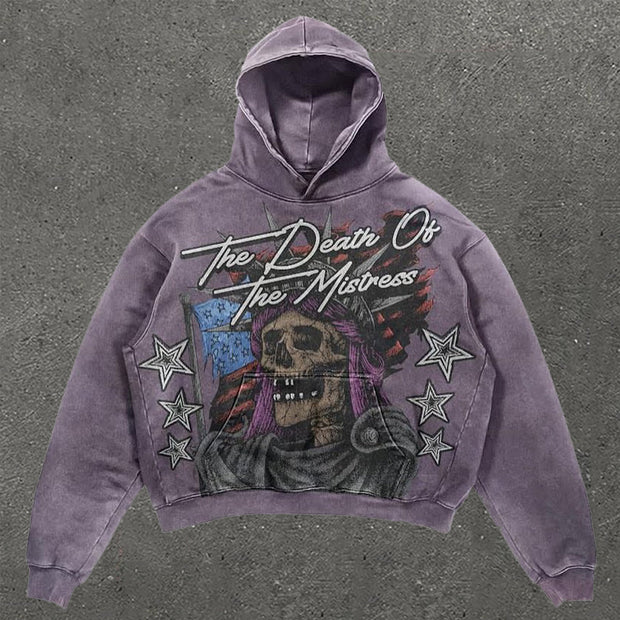 Skull & Pentagram Print Long Sleeve Hoodie