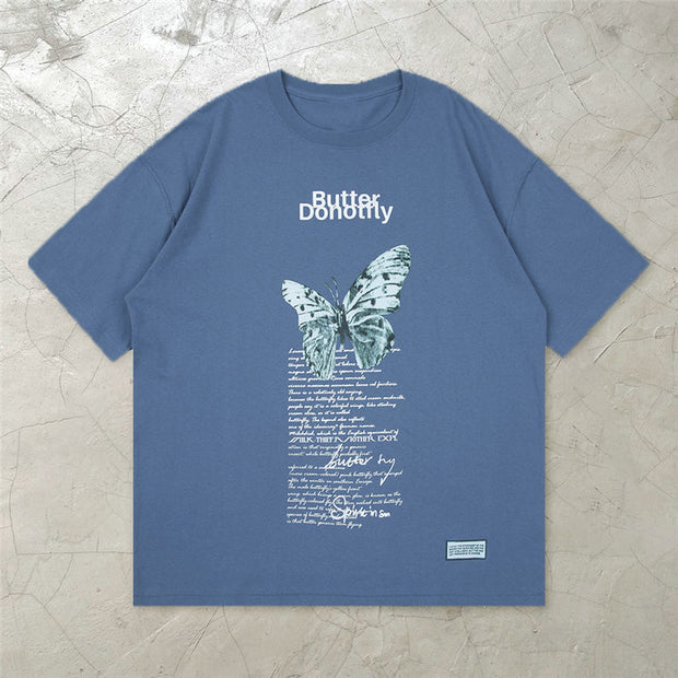 Casual butterfly print T-shirt
