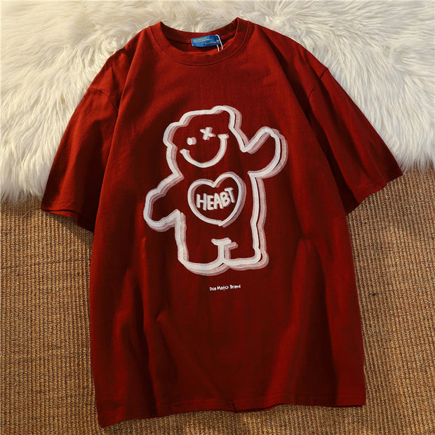 Neresum Burgundy Short Sleeve Bear T-Shirt