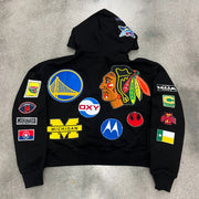 Multi-element Print Long Sleeve Zipper Hoodies