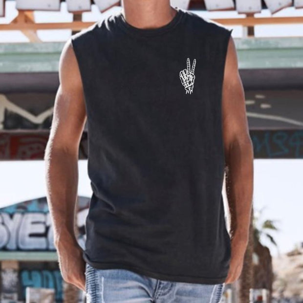 Skull Rose Graphic Print Vest Vest