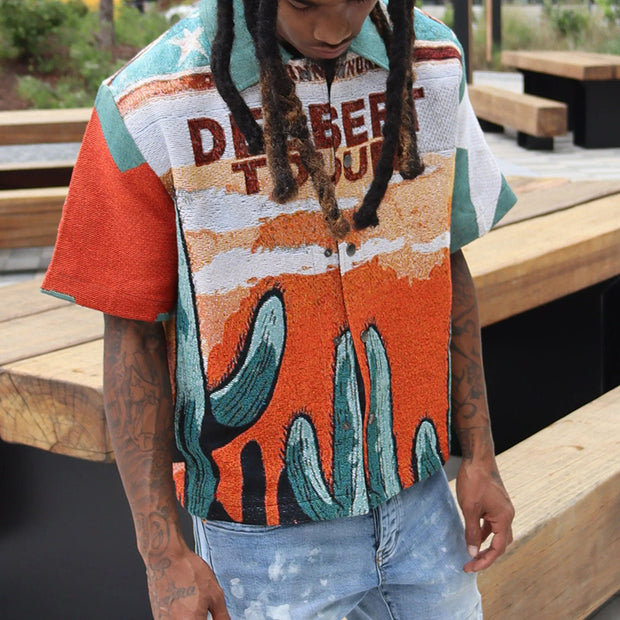 Desert Cactus Tapestry Short Sleeve Shirt